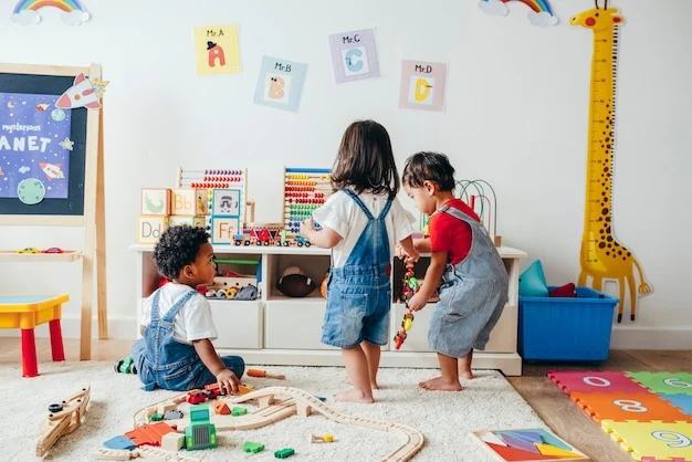 Children playing together in a bright playroom